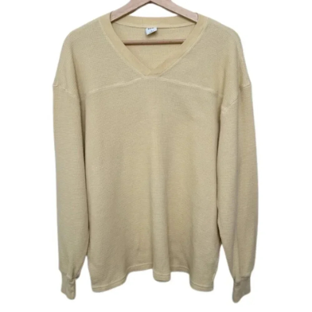 Aritzia Womens Tna Small Waffle  Yellow Long Sleeve Top - Picture 1 of 14